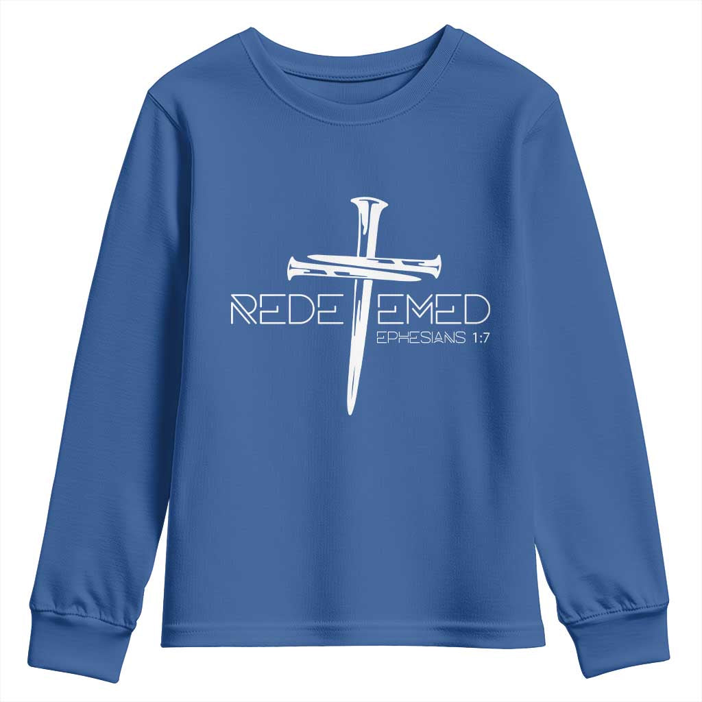 Redeemed Christian Vintage Ephesians Bible Verse Redemption Youth Sweatshirt - Wonder Print Shop