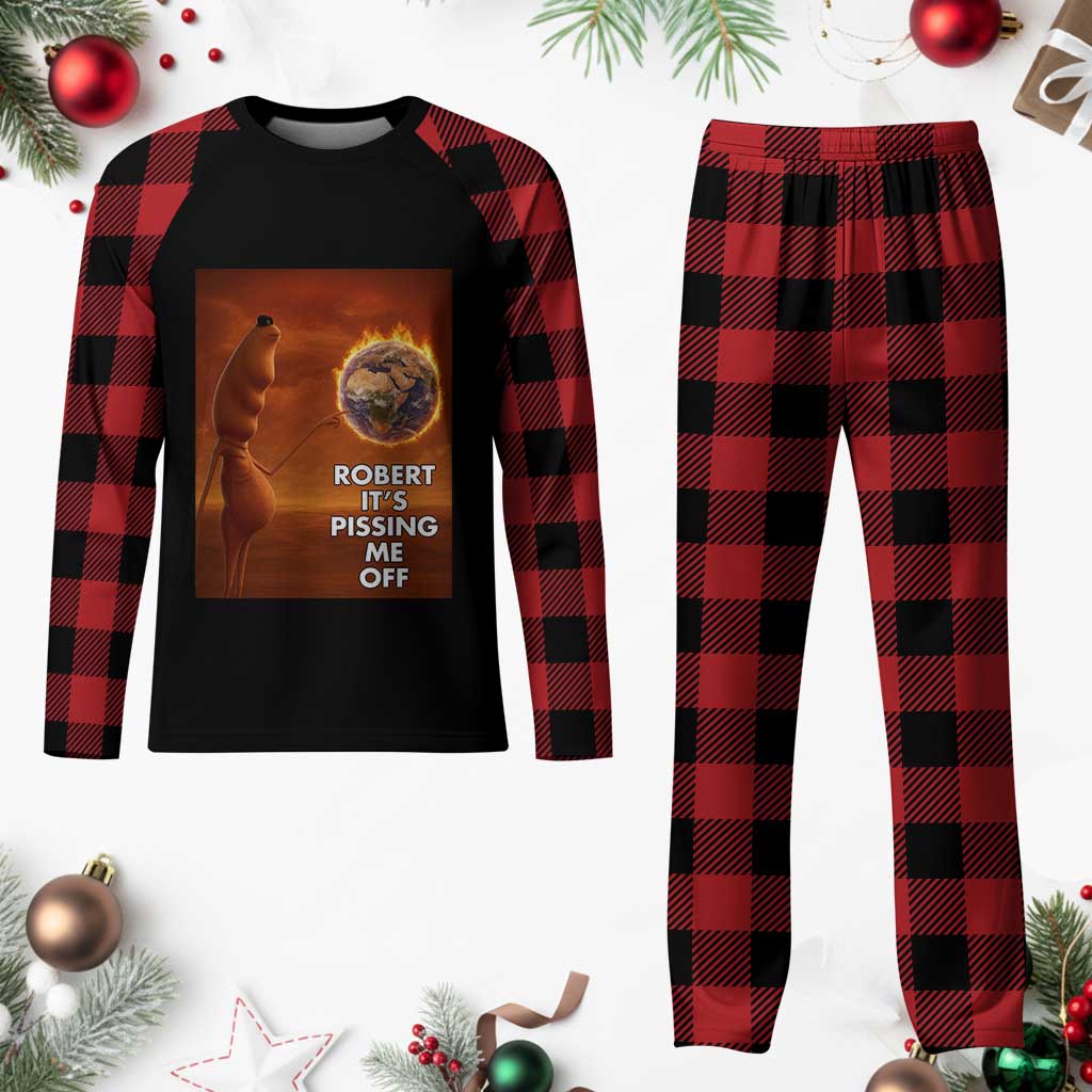 Funny Marcus Plaid Pajama Set Robert Its Pissing Me Off Worm Meme - Wonder Print Shop