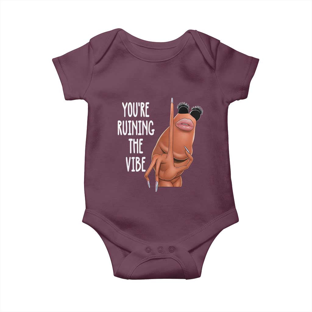 Funny Marcus Baby Onesie You Are Ruining The Vibe Worm Meme - Wonder Print Shop