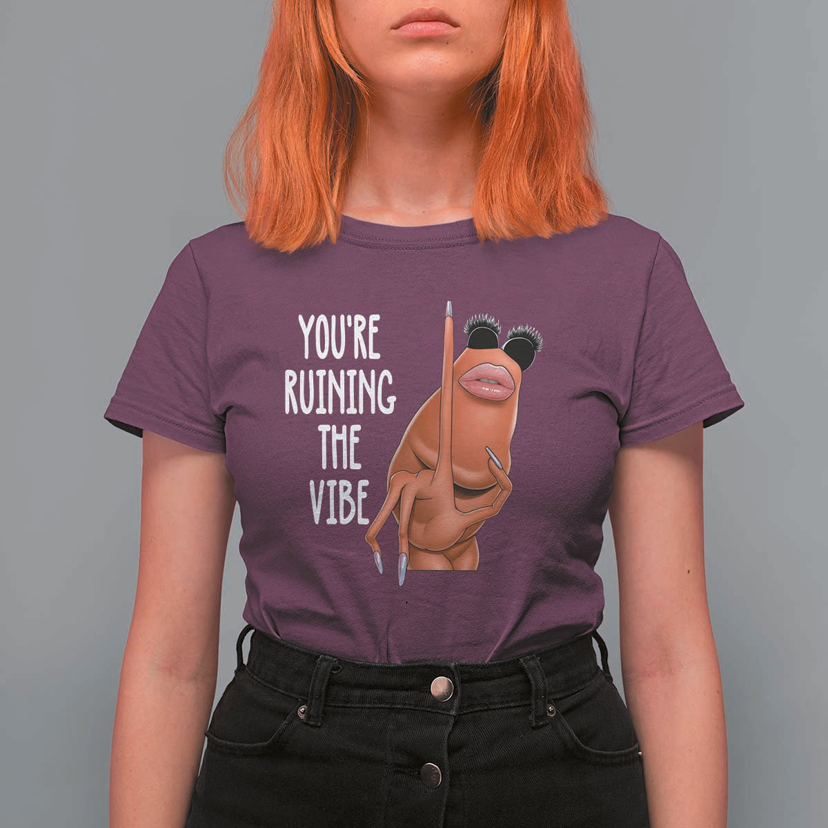 Funny Marcus T Shirt For Women You Are Ruining The Vibe Worm Meme - Wonder Print Shop