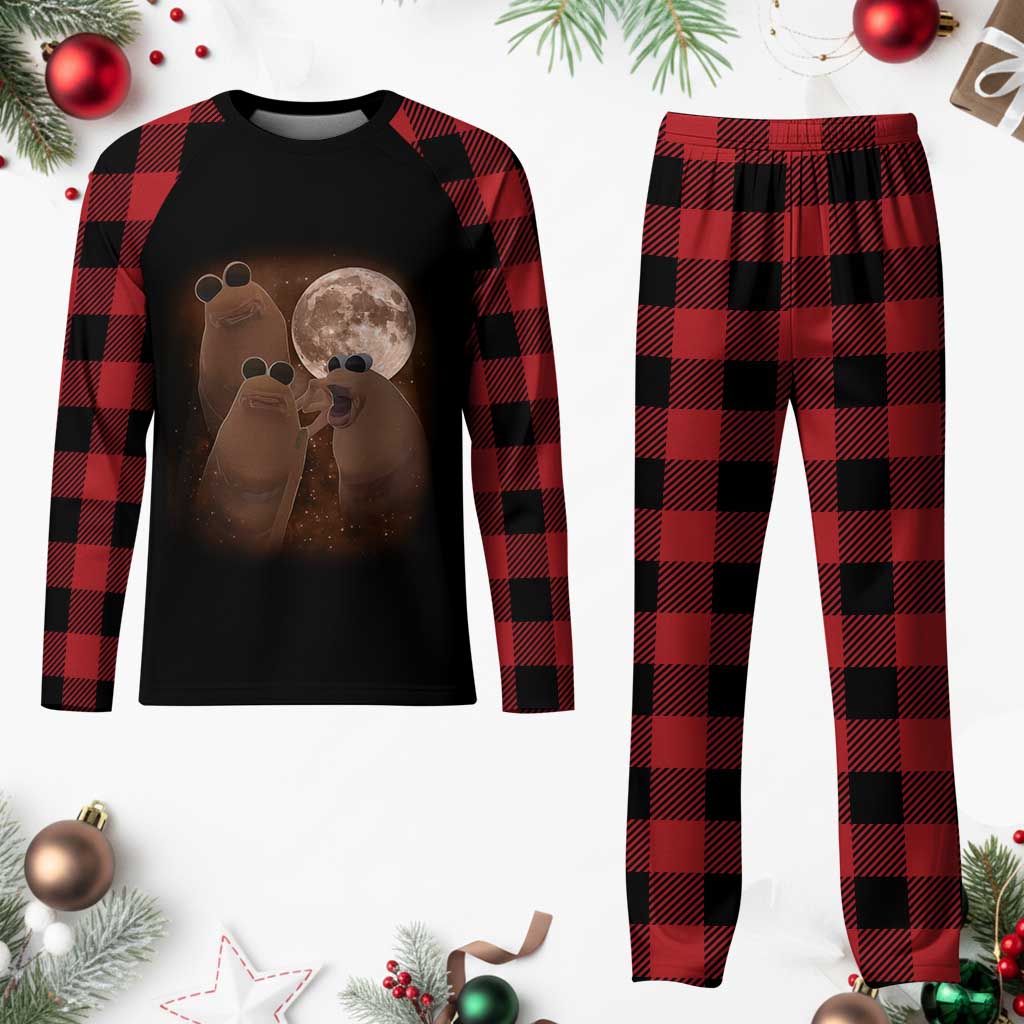 Three Marcus The Worm Moon Plaid Pajama Set Funny Weird Cursed Meme - Wonder Print Shop