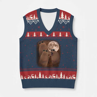Three Marcus The Worm Moon V-Neck Knit Sweater Vest Funny Weird Cursed Meme - Wonder Print Shop