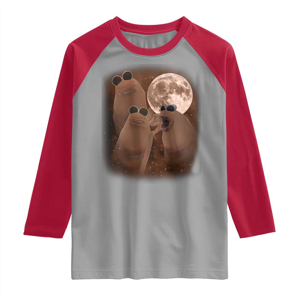 Three Marcus The Worm Moon Raglan Shirt Funny Weird Cursed Meme - Wonder Print Shop