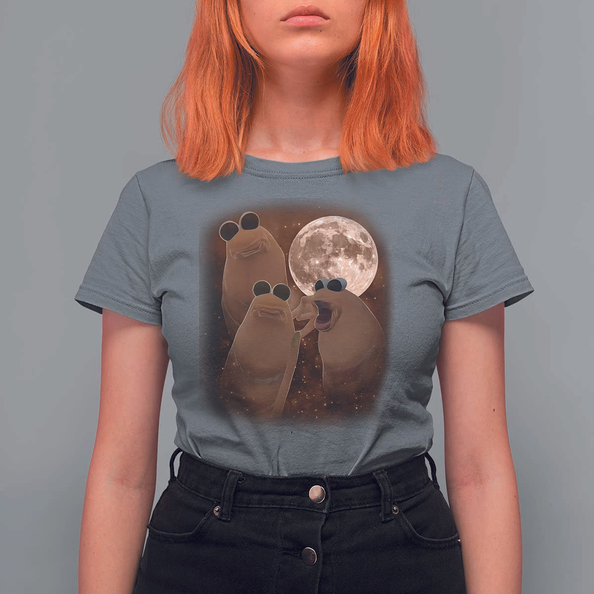 Three Marcus The Worm Moon T Shirt For Women Funny Weird Cursed Meme - Wonder Print Shop