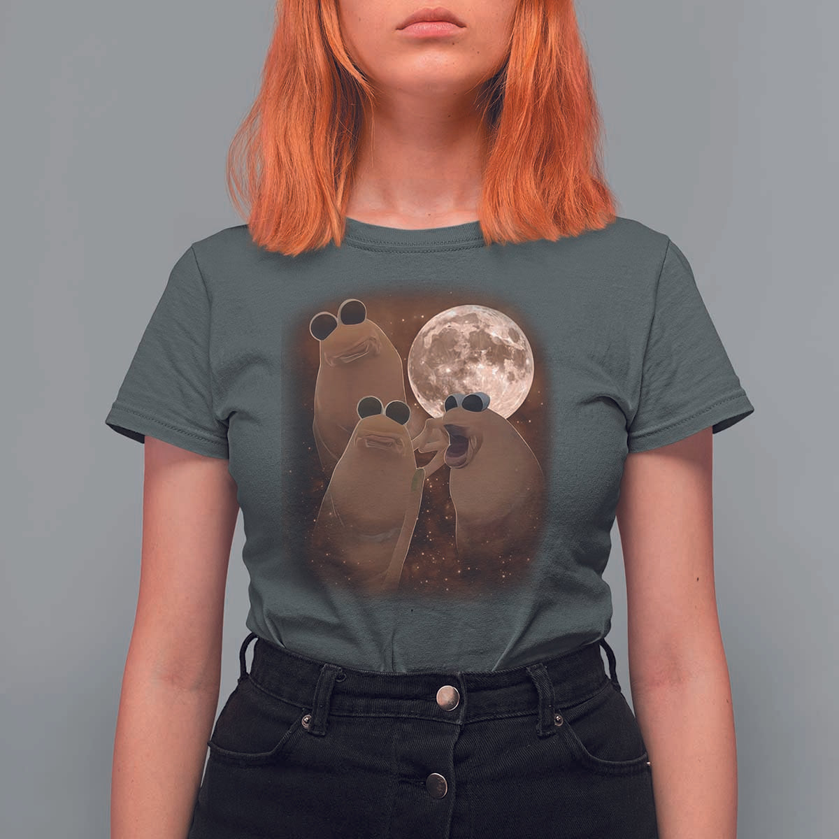Three Marcus The Worm Moon T Shirt For Women Funny Weird Cursed Meme - Wonder Print Shop