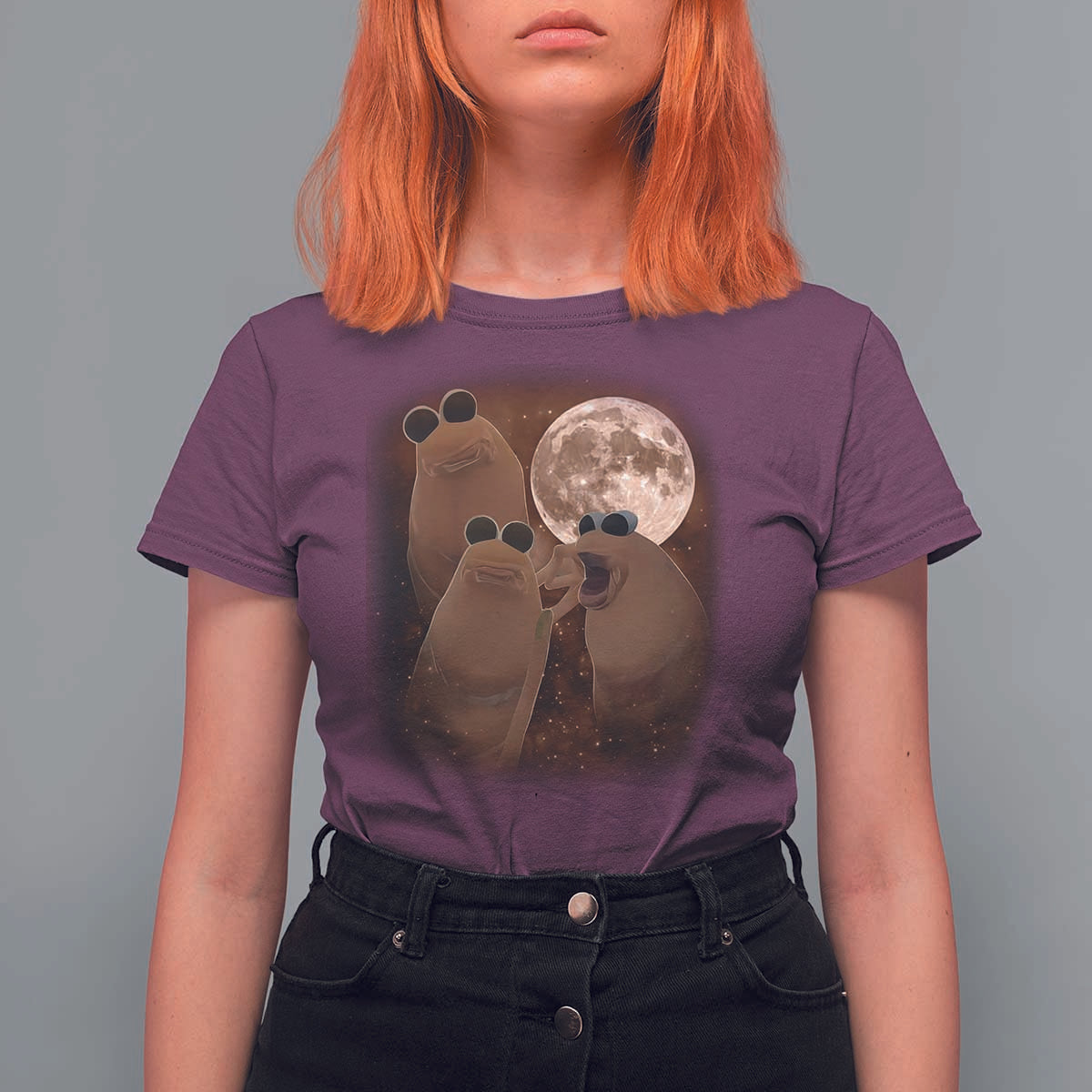 Three Marcus The Worm Moon T Shirt For Women Funny Weird Cursed Meme - Wonder Print Shop
