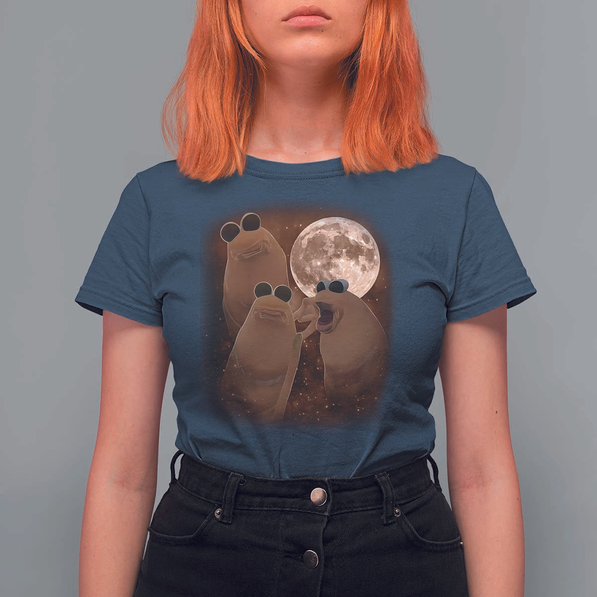 Three Marcus The Worm Moon T Shirt For Women Funny Weird Cursed Meme - Wonder Print Shop