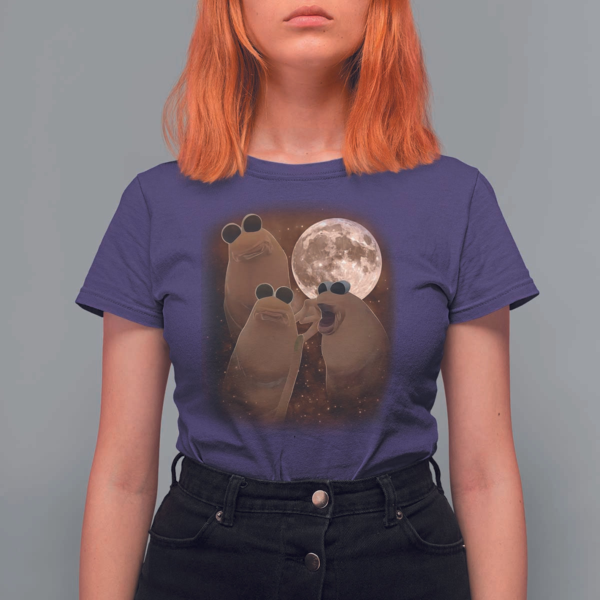 Three Marcus The Worm Moon T Shirt For Women Funny Weird Cursed Meme - Wonder Print Shop