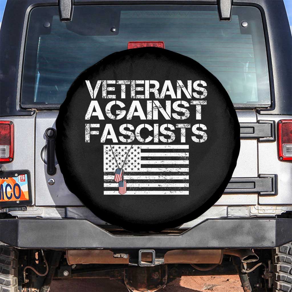 Veterans Against Fascists Spare Tire Cover Patriotic Soldier Vintage American Flag Dog Tag - Wonder Print Shop