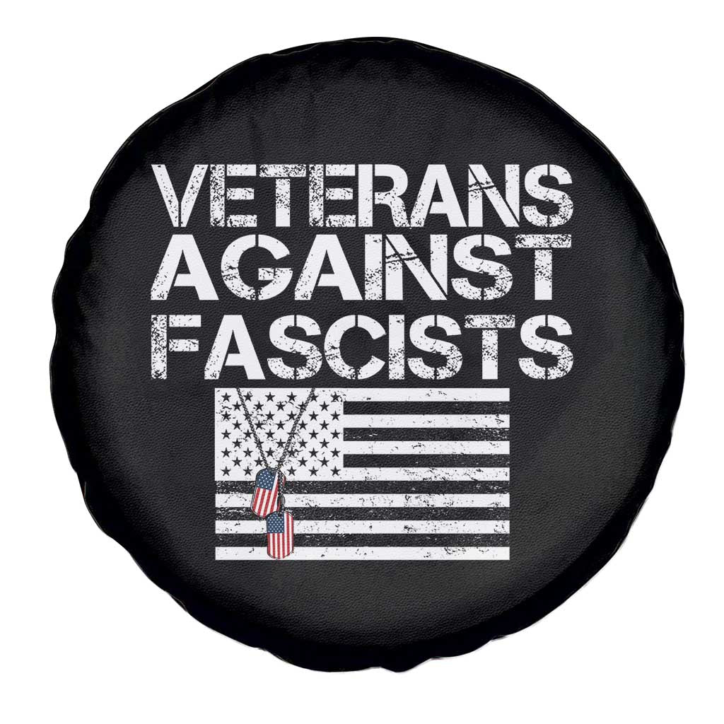 Veterans Against Fascists Spare Tire Cover Patriotic Soldier Vintage American Flag Dog Tag - Wonder Print Shop