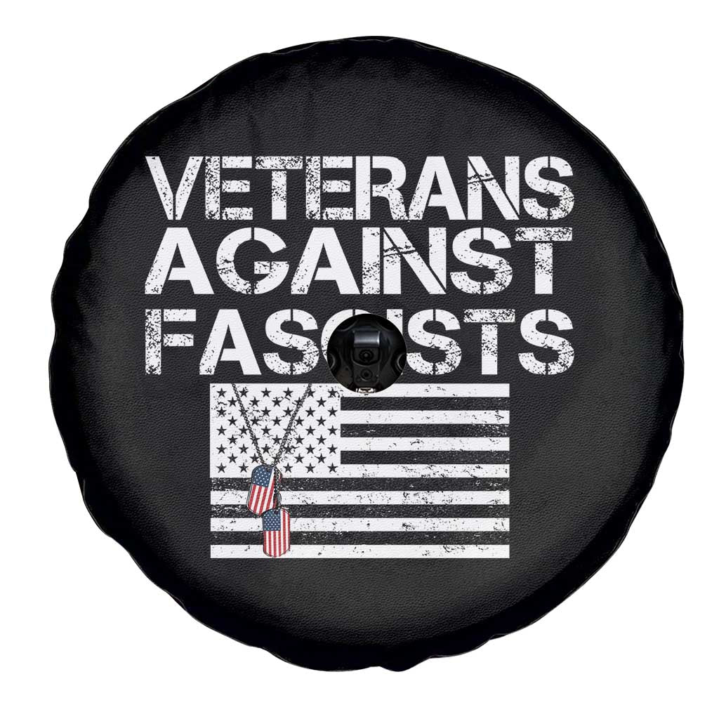Veterans Against Fascists Spare Tire Cover Patriotic Soldier Vintage American Flag Dog Tag - Wonder Print Shop