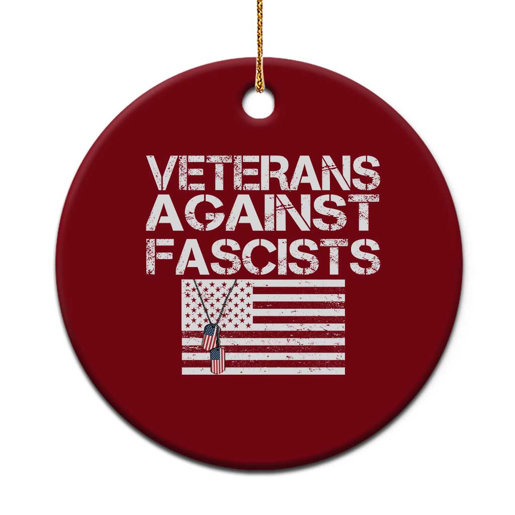 Veterans Against Fascists Ceramic Ornament Patriotic Soldier Vintage American Flag Dog Tag - Wonder Print Shop