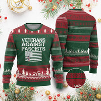 Veterans Against Fascists Ugly Christmas Sweater Patriotic Soldier Vintage American Flag Dog Tag - Wonder Print Shop