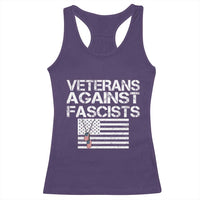 Veterans Against Fascists Racerback Tank Top Patriotic Soldier Vintage American Flag Dog Tag - Wonder Print Shop