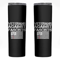 Veterans Against Fascists Skinny Tumbler Patriotic Soldier Vintage American Flag Dog Tag - Wonder Print Shop