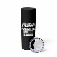 Veterans Against Fascists Skinny Tumbler Patriotic Soldier Vintage American Flag Dog Tag - Wonder Print Shop