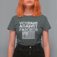 Veterans Against Fascists T Shirt For Women Patriotic Soldier Vintage American Flag Dog Tag - Wonder Print Shop