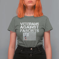 Veterans Against Fascists T Shirt For Women Patriotic Soldier Vintage American Flag Dog Tag - Wonder Print Shop