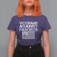 Veterans Against Fascists T Shirt For Women Patriotic Soldier Vintage American Flag Dog Tag - Wonder Print Shop