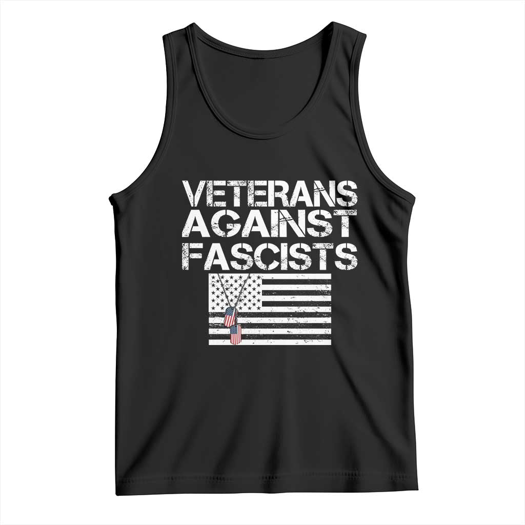 Veterans Against Fascists Tank Top Patriotic Soldier Vintage American Flag Dog Tag - Wonder Print Shop