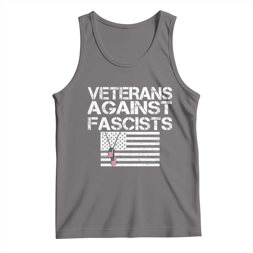 Veterans Against Fascists Tank Top Patriotic Soldier Vintage American Flag Dog Tag - Wonder Print Shop