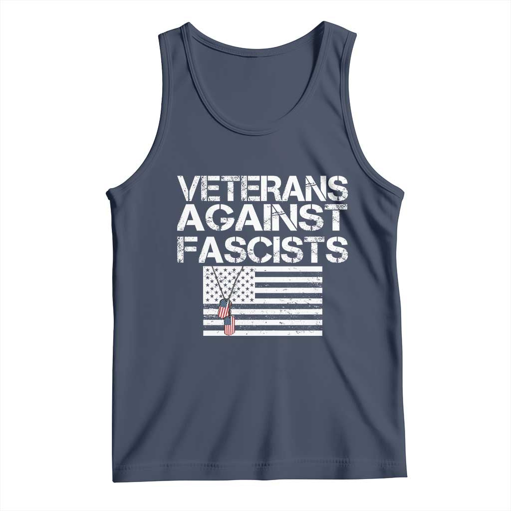 Veterans Against Fascists Tank Top Patriotic Soldier Vintage American Flag Dog Tag - Wonder Print Shop
