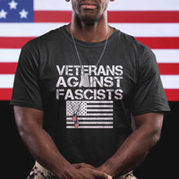 Veterans Against Fascists T Shirt Patriotic Soldier Vintage American Flag Dog Tag - Wonder Print Shop