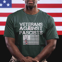 Veterans Against Fascists T Shirt Patriotic Soldier Vintage American Flag Dog Tag - Wonder Print Shop