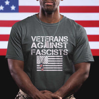 Veterans Against Fascists T Shirt Patriotic Soldier Vintage American Flag Dog Tag - Wonder Print Shop