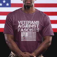 Veterans Against Fascists T Shirt Patriotic Soldier Vintage American Flag Dog Tag - Wonder Print Shop