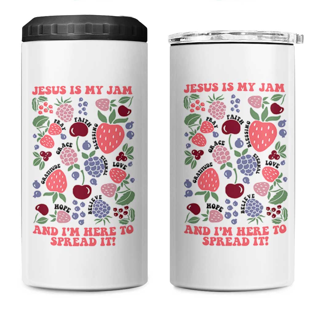 Jesus Is My Jam And I Am Here To Spread It 4 in 1 Can Cooler Tumbler Christian Faith - Wonder Print Shop