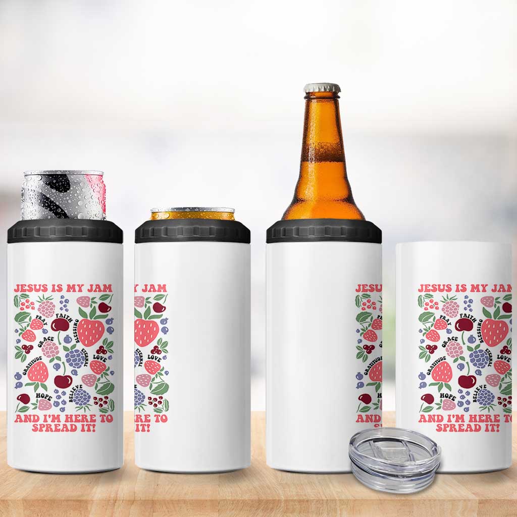 Jesus Is My Jam And I Am Here To Spread It 4 in 1 Can Cooler Tumbler Christian Faith - Wonder Print Shop