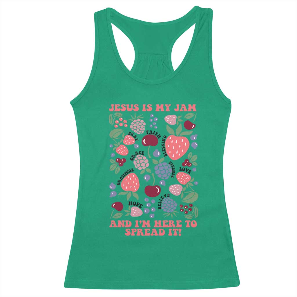 Jesus Is My Jam And I Am Here To Spread It Racerback Tank Top Christian Faith - Wonder Print Shop