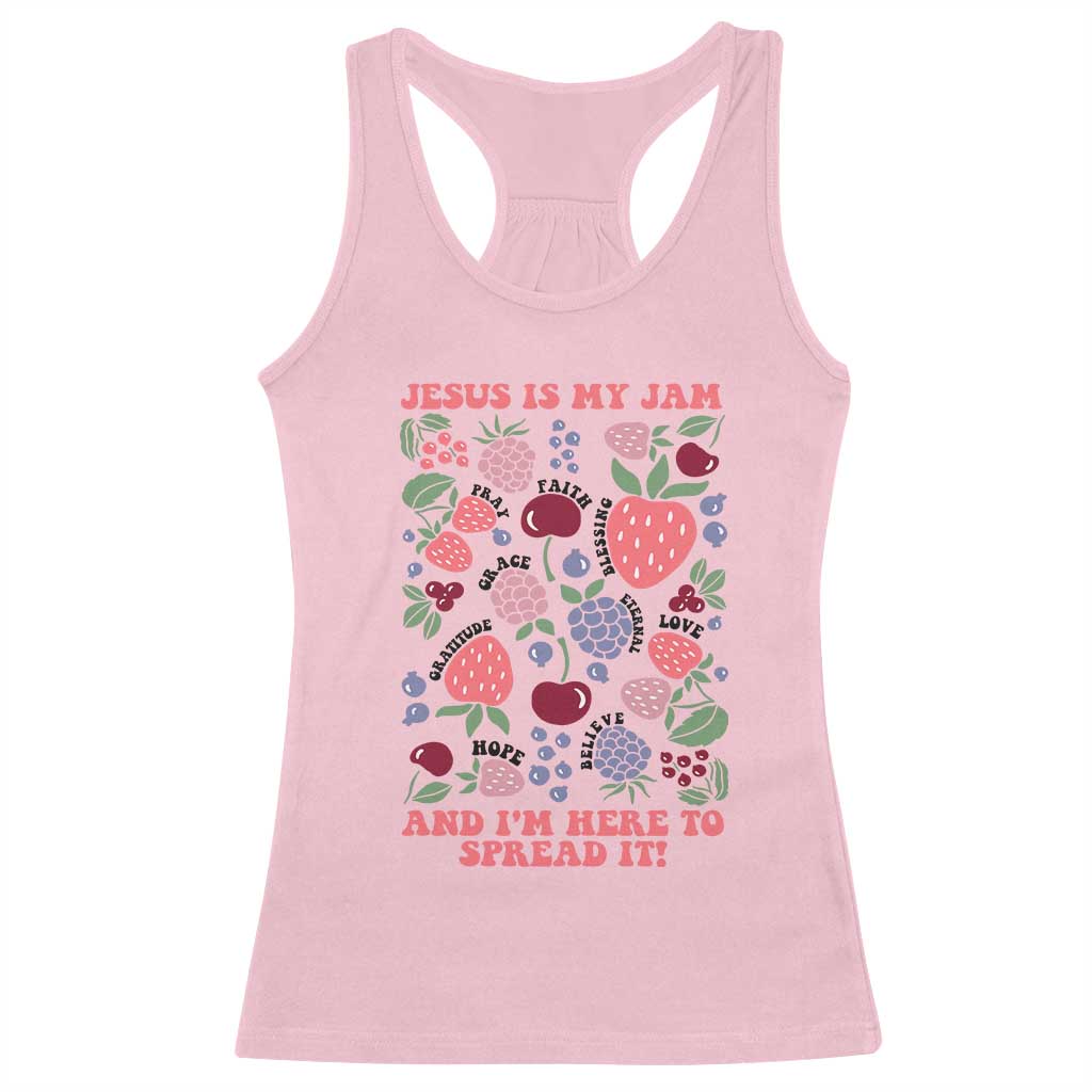 Jesus Is My Jam And I Am Here To Spread It Racerback Tank Top Christian Faith - Wonder Print Shop