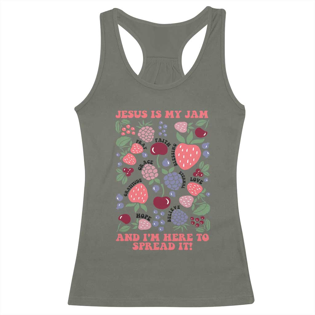 Jesus Is My Jam And I Am Here To Spread It Racerback Tank Top Christian Faith - Wonder Print Shop