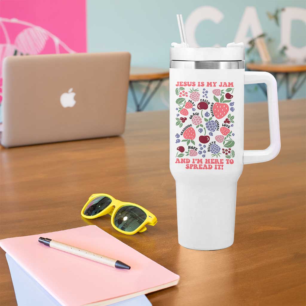 Jesus Is My Jam And I Am Here To Spread It Tumbler With Handle Christian Faith - Wonder Print Shop
