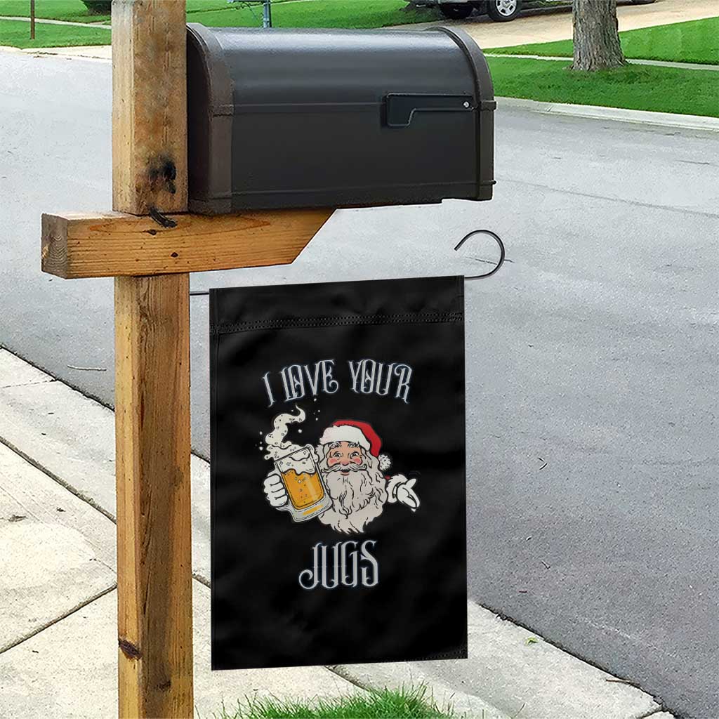 Funny Christmas Beers Couple Garden Flag I Love Your Jugs Santa Beers Drinker - Wonder Print Shop