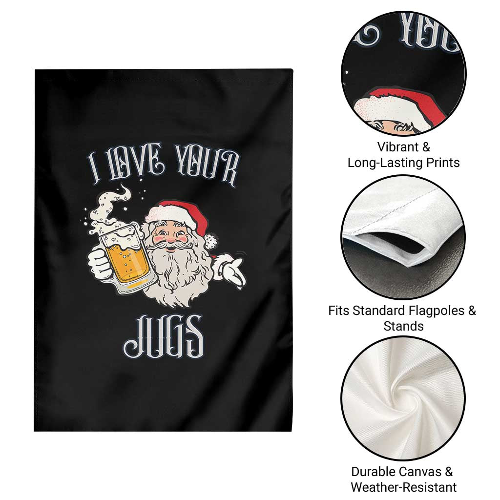 Funny Christmas Beers Couple Garden Flag I Love Your Jugs Santa Beers Drinker - Wonder Print Shop