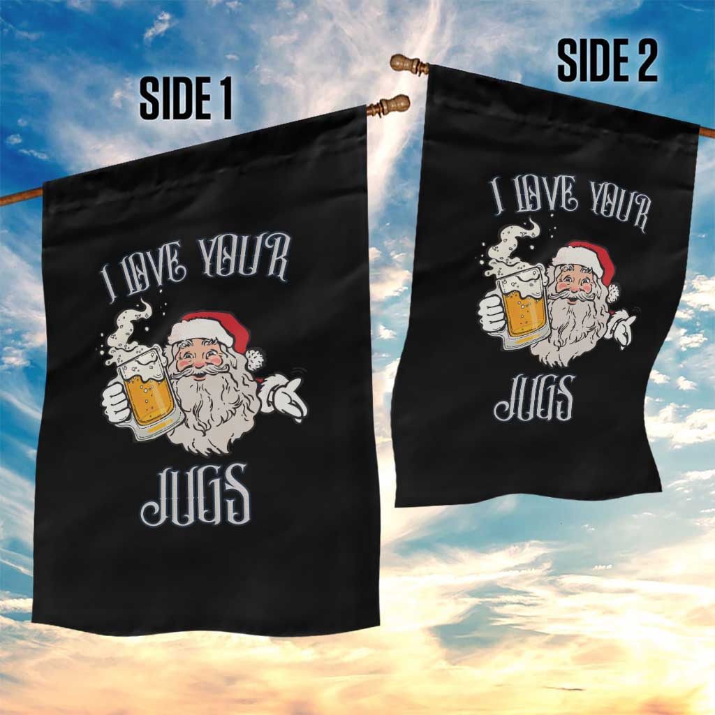 Funny Christmas Beers Couple Garden Flag I Love Your Jugs Santa Beers Drinker - Wonder Print Shop