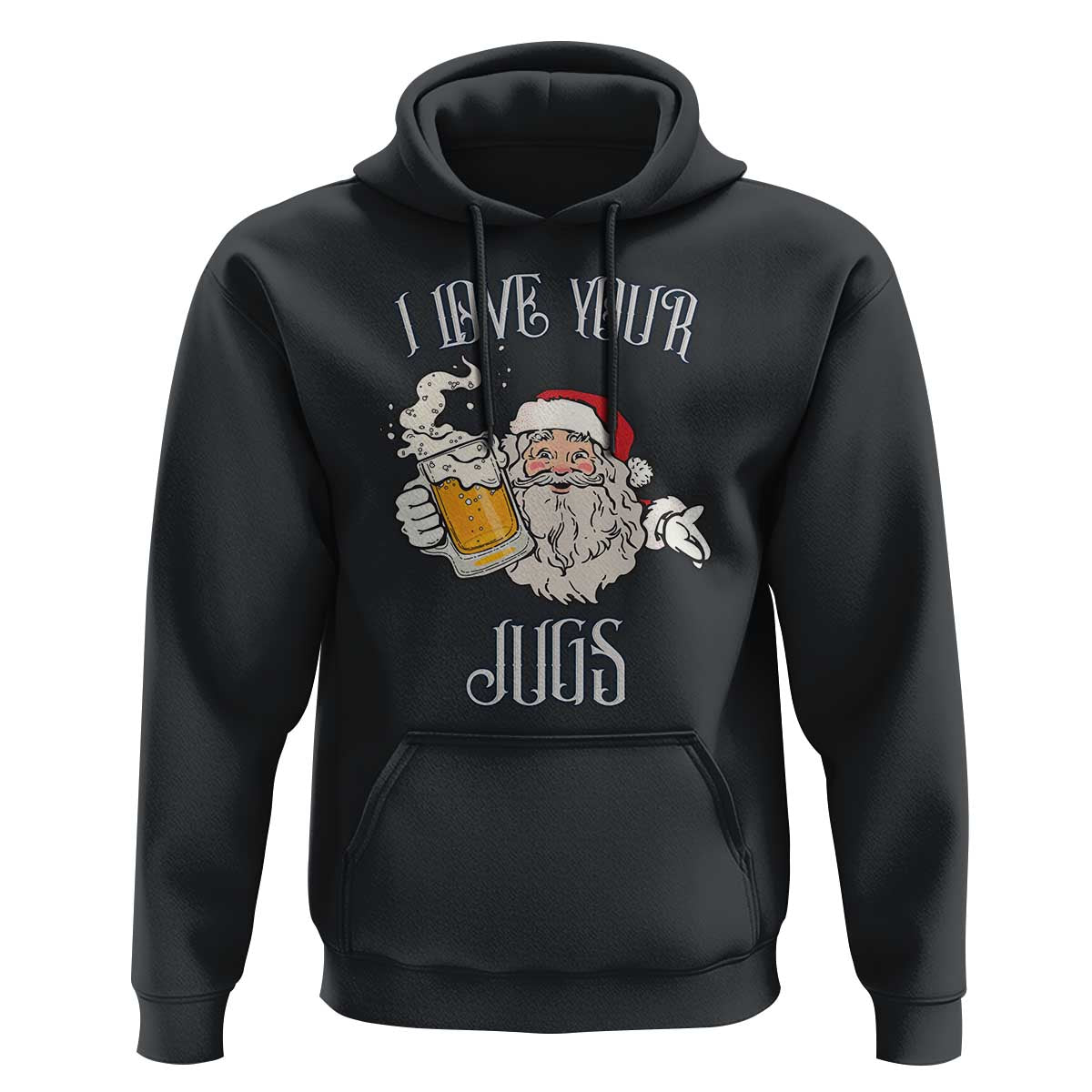 Funny Christmas Beers Couple Hoodie I Love Your Jugs Santa Beers Drinker