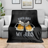 Funny Christmas Beers Couple Throw Blanket Santa Loves My Jugs Beers Drinker - Wonder Print Shop
