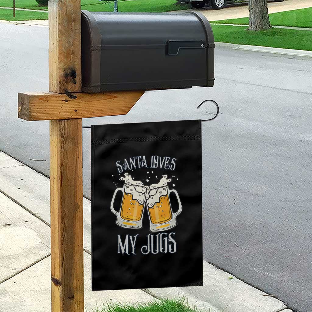 Funny Christmas Beers Couple Garden Flag Santa Loves My Jugs Beers Drinker - Wonder Print Shop