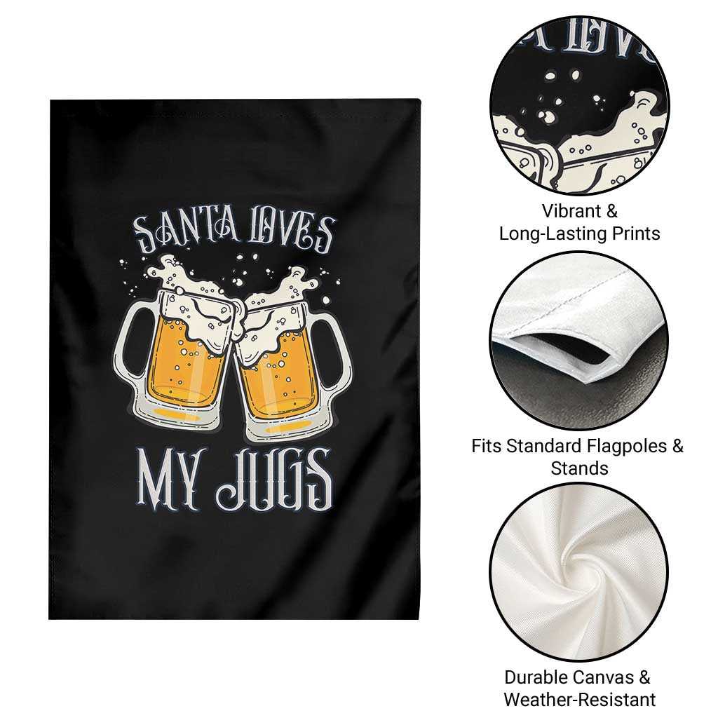 Funny Christmas Beers Couple Garden Flag Santa Loves My Jugs Beers Drinker - Wonder Print Shop