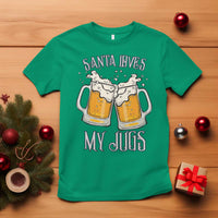 Funny Christmas Beers Couple T Shirt Santa Loves My Jugs Beers Drinker - Wonder Print Shop