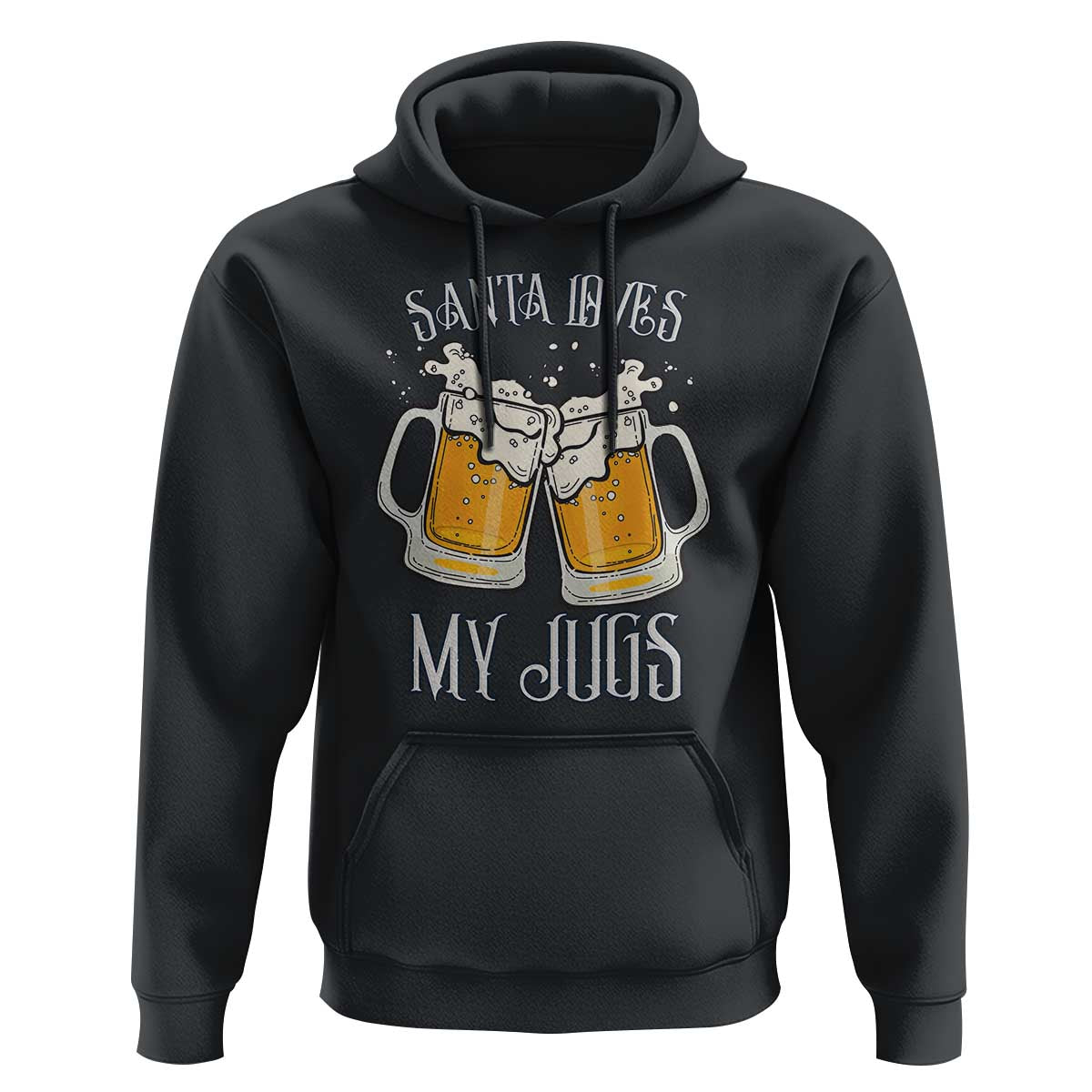 Funny Christmas Beers Couple Hoodie Santa Loves My Jugs Beers Drinker