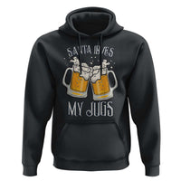 Funny Christmas Beers Couple Hoodie Santa Loves My Jugs Beers Drinker