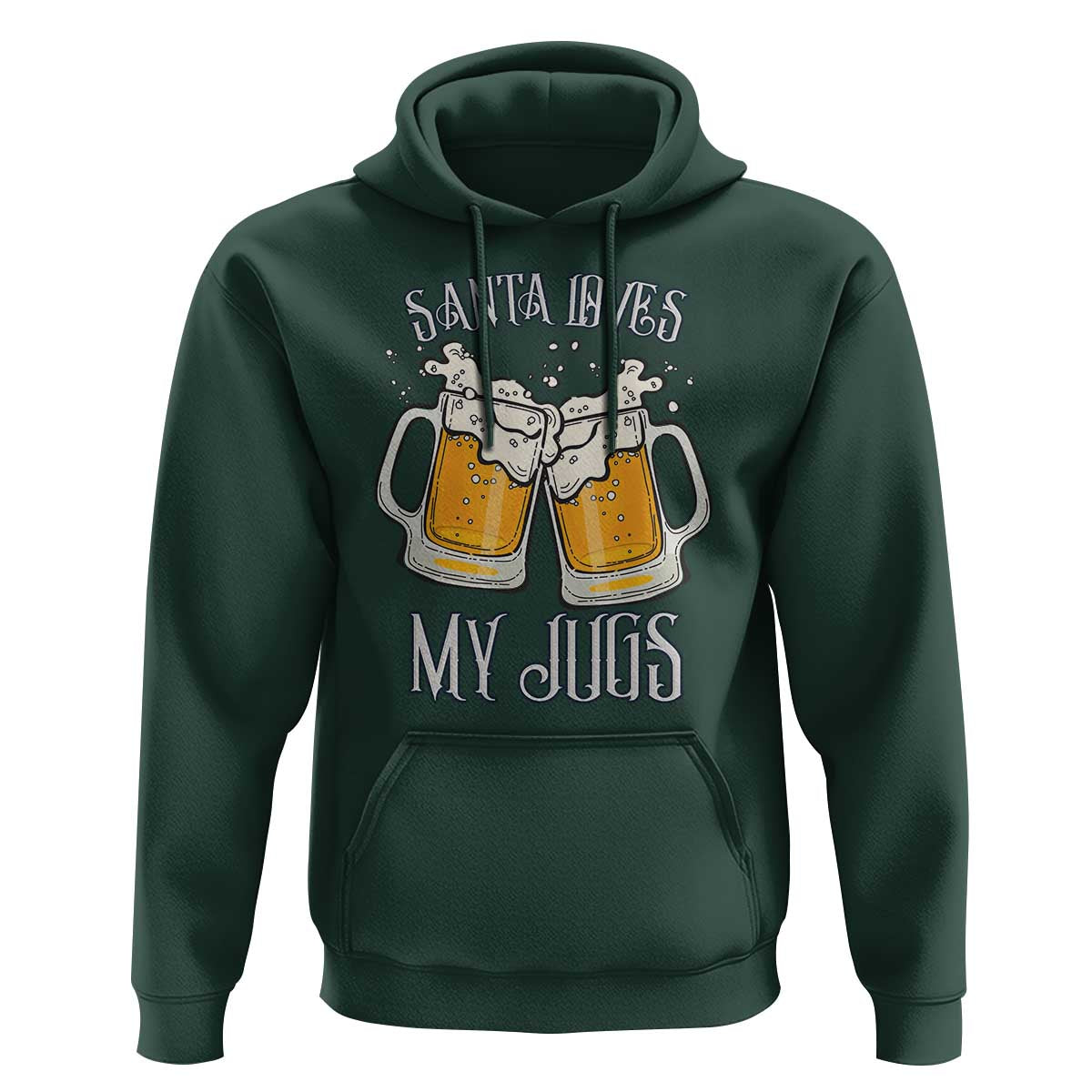 Funny Christmas Beers Couple Hoodie Santa Loves My Jugs Beers Drinker