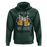 Funny Christmas Beers Couple Hoodie Santa Loves My Jugs Beers Drinker