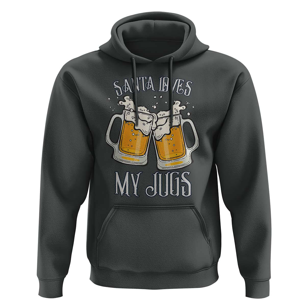 Funny Christmas Beers Couple Hoodie Santa Loves My Jugs Beers Drinker