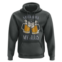 Funny Christmas Beers Couple Hoodie Santa Loves My Jugs Beers Drinker